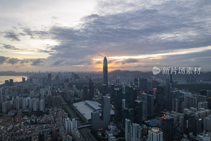 深圳市福田中心区夜景航拍图