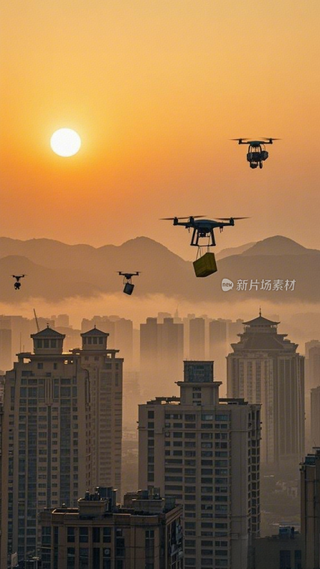 低空经济城市上空无人机送货场景