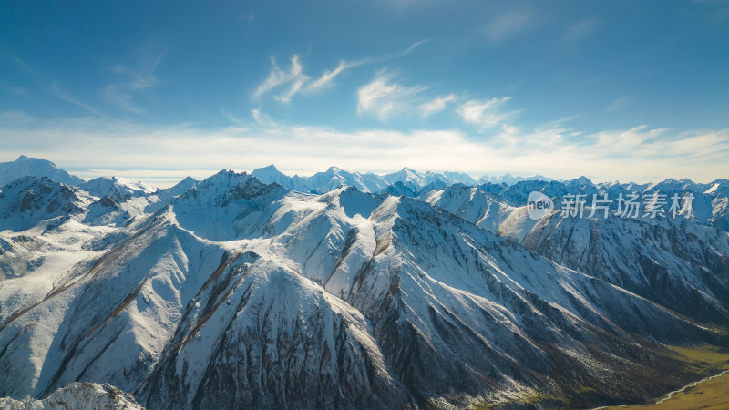 航拍雪山群山自然风景