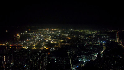 广东湛江城市夜景交通大景航拍