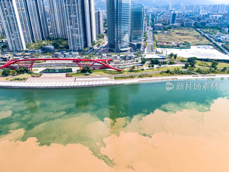 宜宾长江河流城市风光航拍图