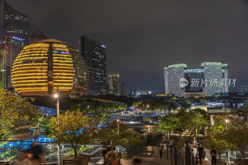 杭州钱江新城城市阳台夜景