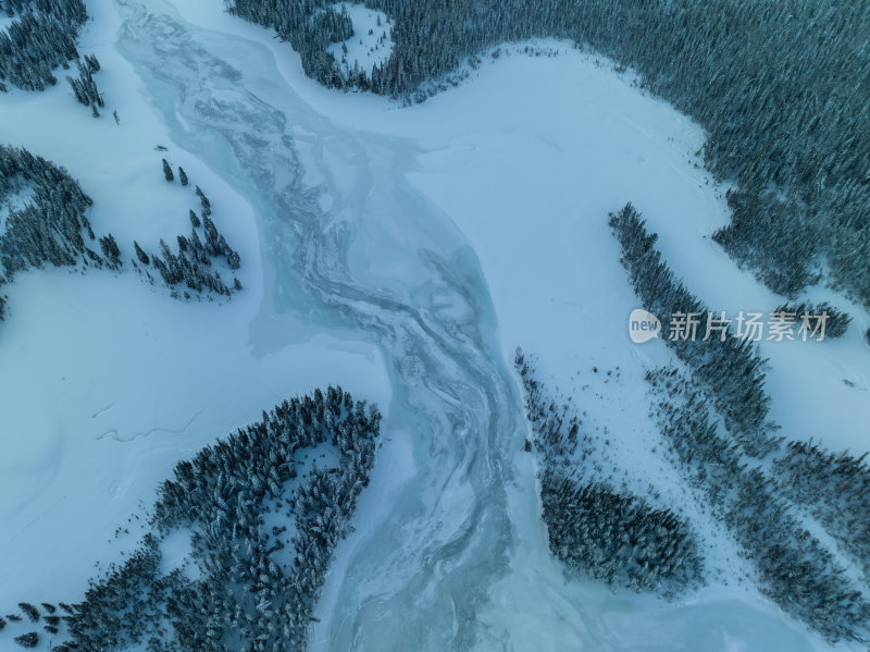 新疆北疆阿勒泰喀纳斯冬季雪景童话世界航拍