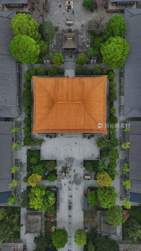 大兴善寺古建筑屋顶鸟瞰全景