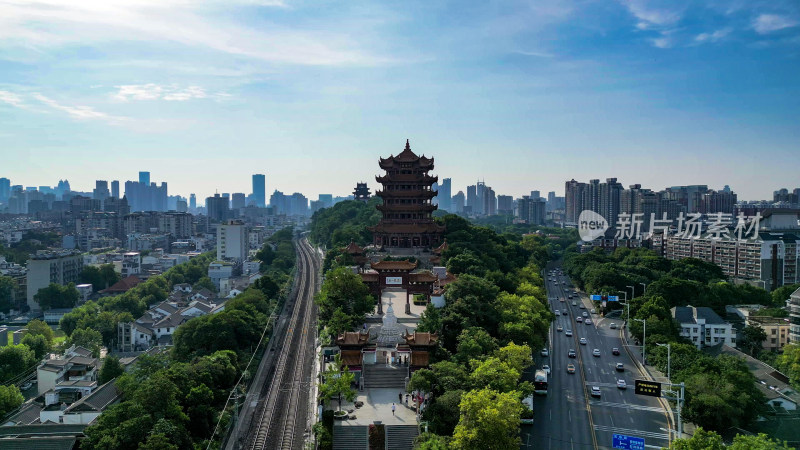 航拍湖北武汉黄鹤楼5A景区