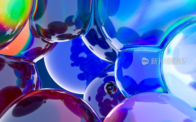 彩色透明玻璃球体 3D渲染