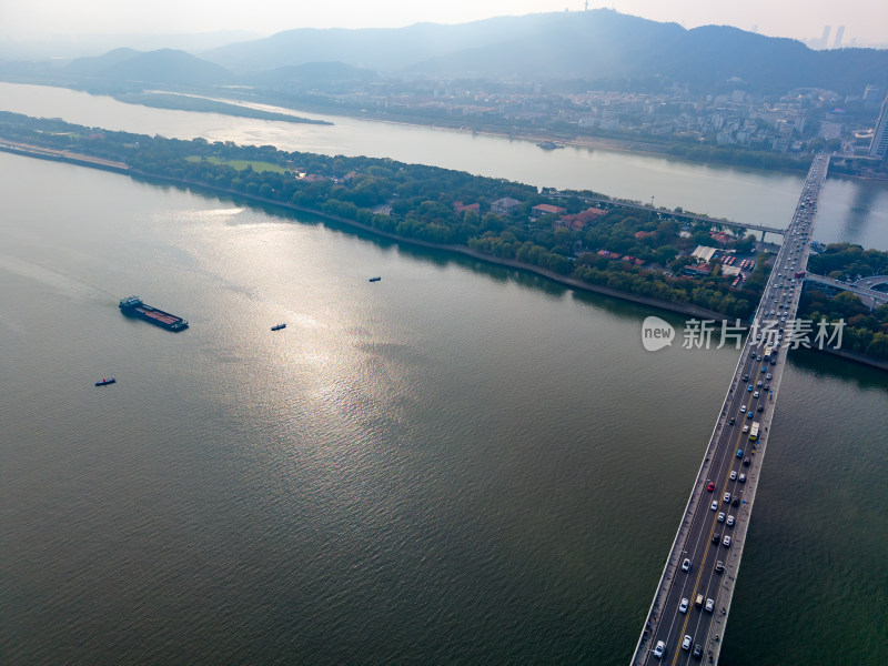 长沙湘江橘子洲航拍图