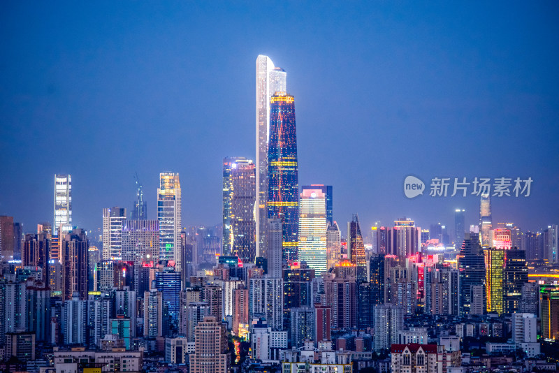 广州天河珠江新城城市夜景cbd全景图