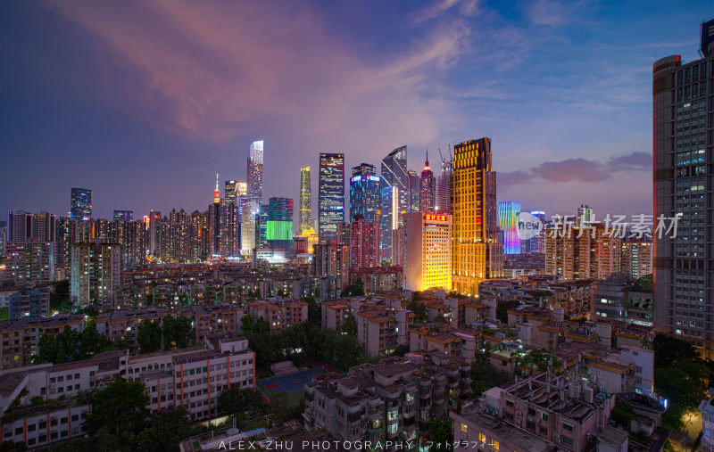 广州天河珠江新城城市夜景