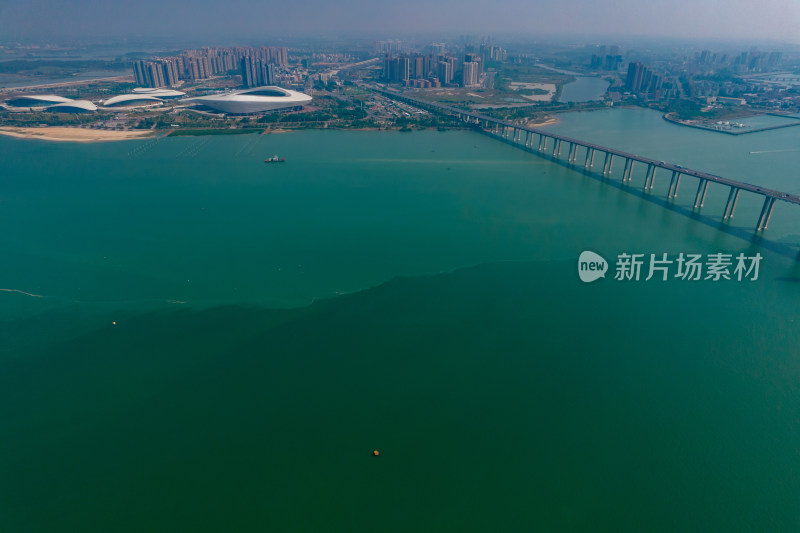 广东湛江大桥广州湾航拍摄影图