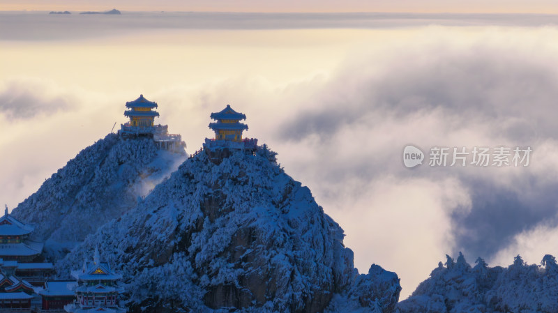 洛阳老君山大雪云海航拍