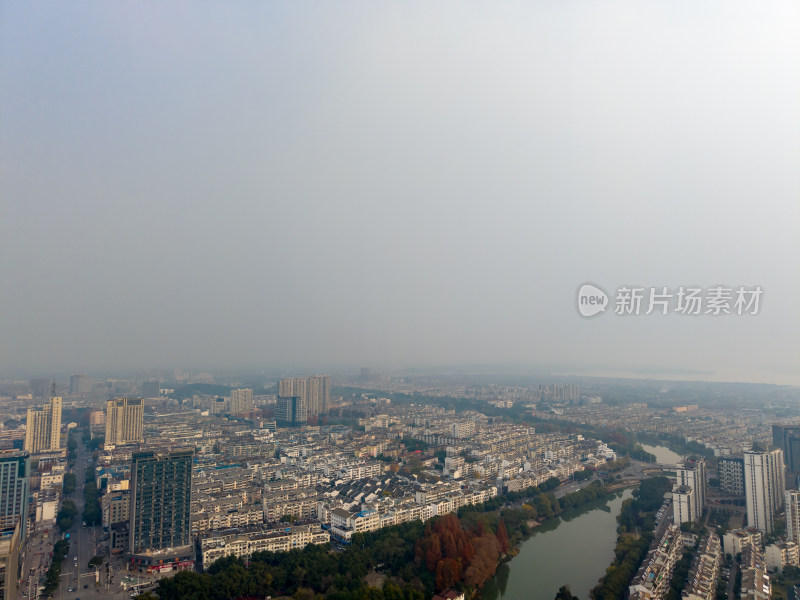 池州城市清晨航拍图