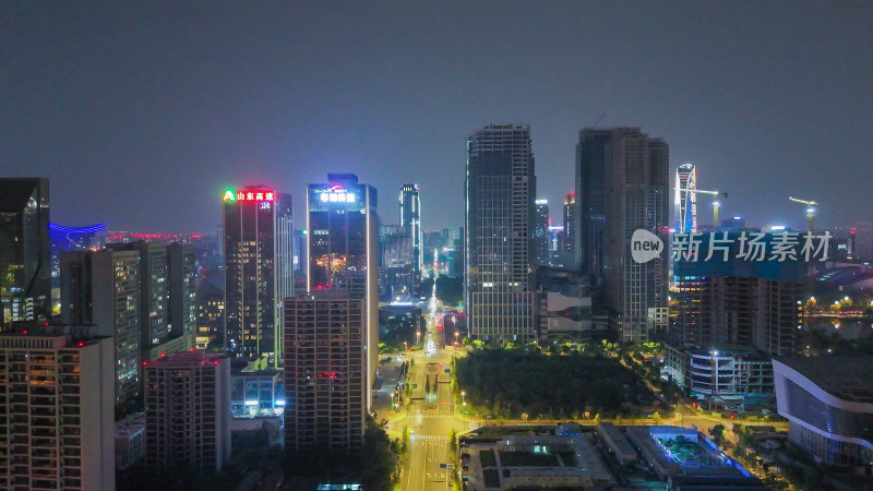 航拍成都天府新城CBD夜景