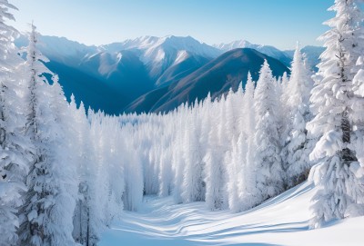 冬季森林白雪覆盖风景