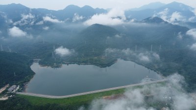 航拍广东省东莞市清溪镇自然风光