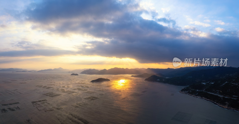 福建霞浦东壁村海上滩涂日落晚霞自然风光