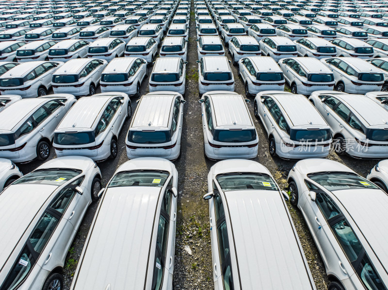 新能源汽车整齐排列