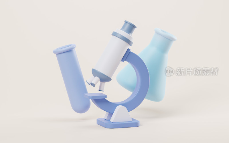 显微镜与生物制药概念3D渲染
