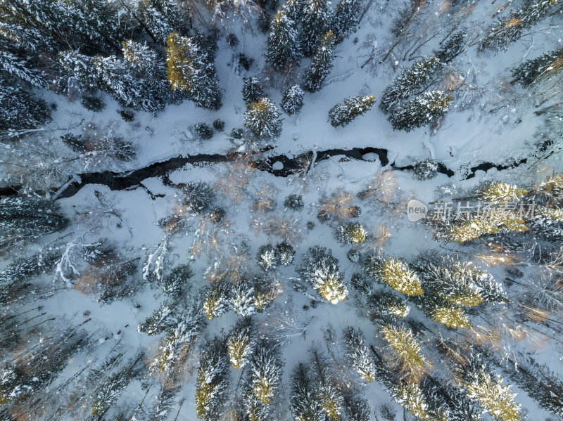 新疆北疆阿勒泰禾木冬季雪景童话世界航拍