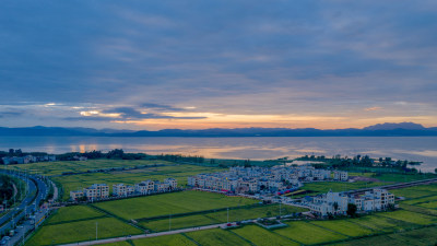 夕阳下的田园风光 沙提日落