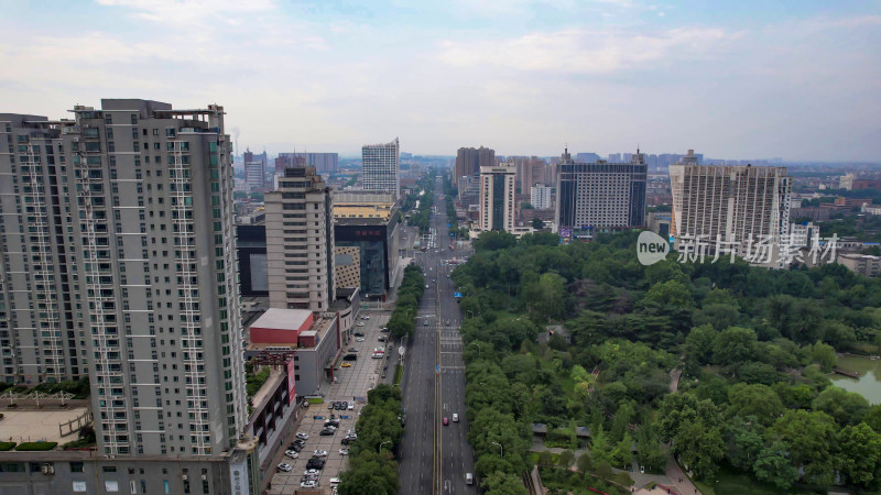 山东淄博城市城市交通航拍图