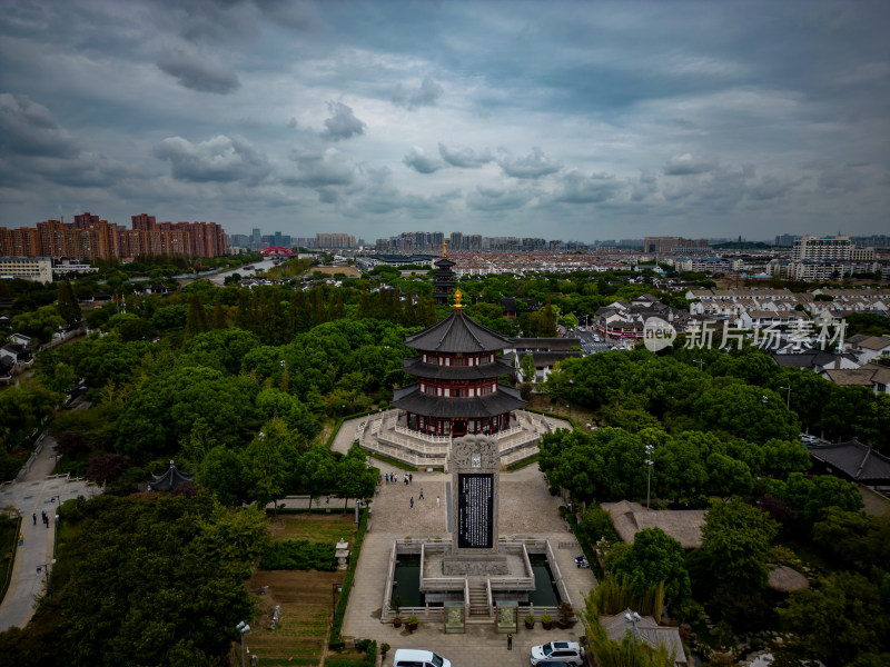 江苏苏州寒山寺航拍图