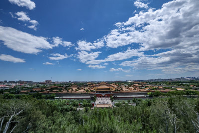 北京故宫红墙角楼河畔风景