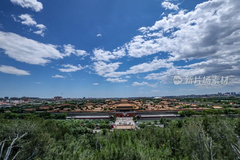 北京故宫红墙角楼河畔风景