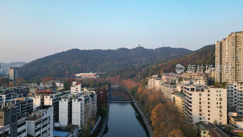 航拍遵义城市风光遵义湘江