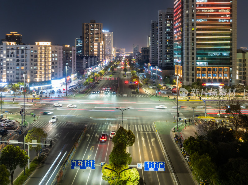 宁波鄞州都市夜景的流光溢彩