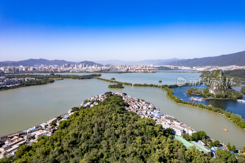 广东肇庆七星岩5A景区航拍图