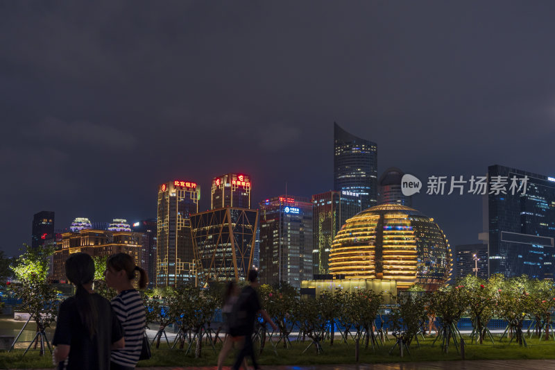 杭州钱江新城城市阳台夜景