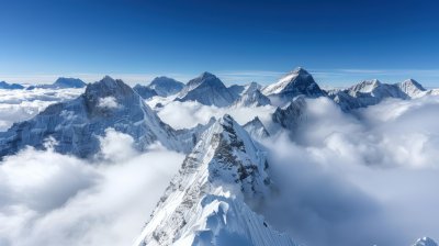 喜马拉雅山脉高峰雪山最高海拔云雾云层