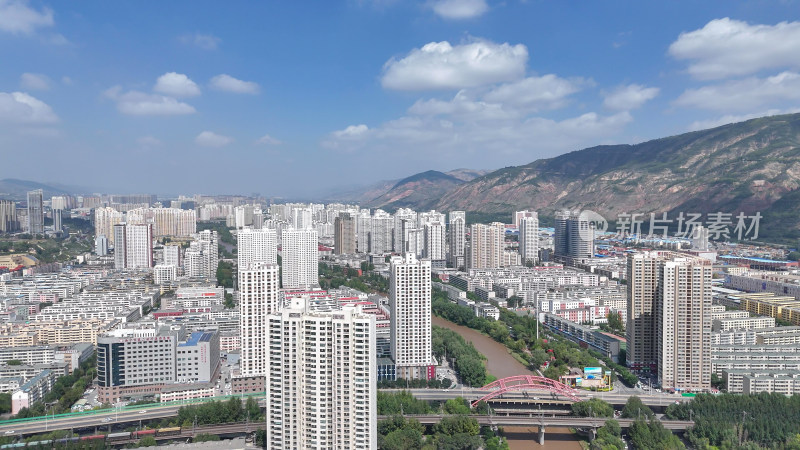 青海西宁大景青海城市建设航拍