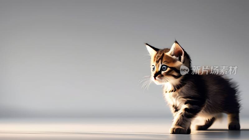 纯色背景超萌的可爱宠物小猫