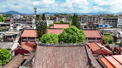 广东潮州古城开元寺航拍