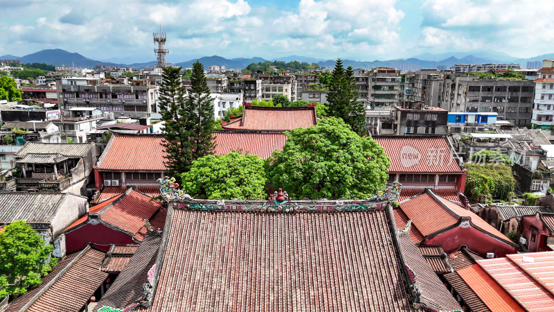 广东潮州古城开元寺航拍