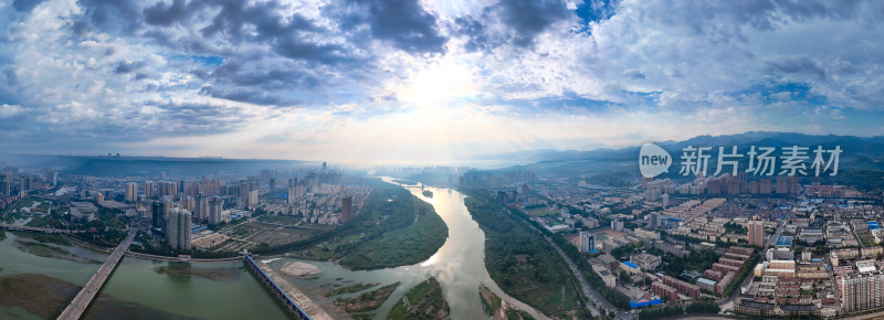 宝鸡城市风光航拍全景图