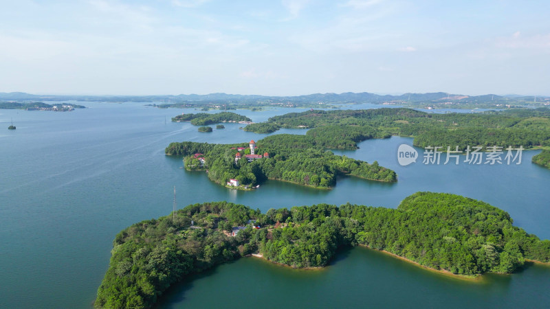 航拍湖北武汉黄陂区木兰湖景区