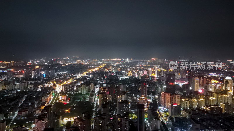 泉州城市夜景灯光航拍图