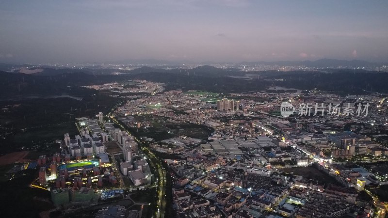 航拍广东省东莞市清溪镇城市风光自然风光