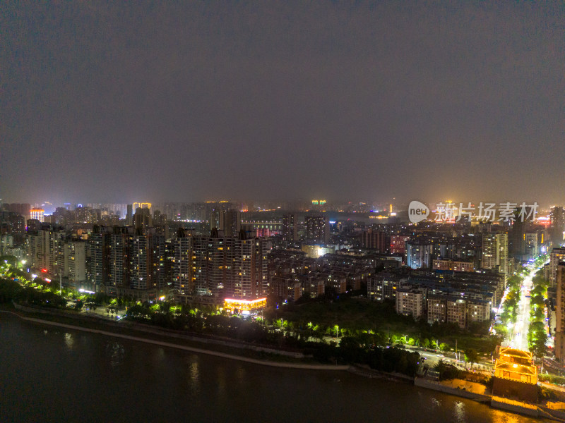 鄂州长江夜景航拍图