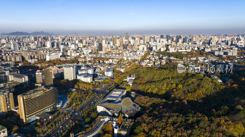 杭州西湖区城市风光航拍