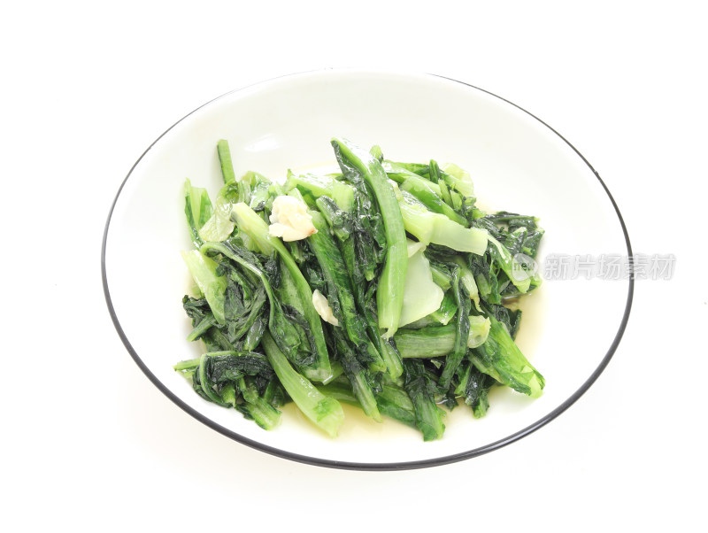 一盘子中餐美食家常菜清炒油麦菜的白底图