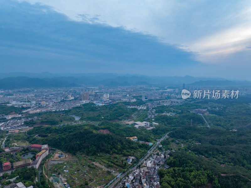 航拍浙江省台州市天台县城市风光