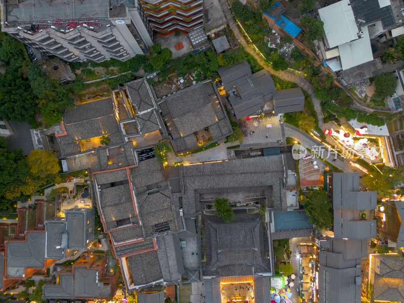 航拍福州烟台山繁华街道夜景