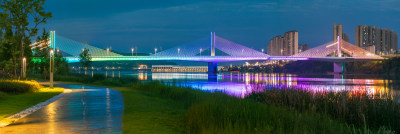 嘉陵江上的现代化桥梁夜景