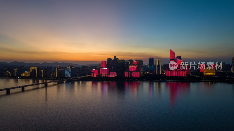 杭州钱江新城城市阳台夜景