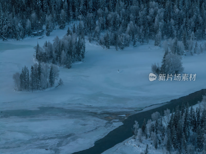 新疆北疆阿勒泰喀纳斯冬季雪景童话世界航拍