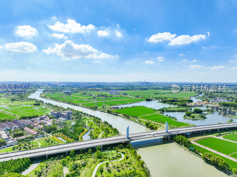 航拍江苏省苏州市田园乡村风光大景